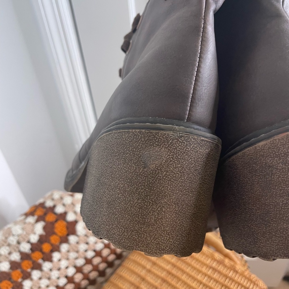Roxy Knit Lace Up Chunky Heeled Ankle Bootie - Picture 9 of 10